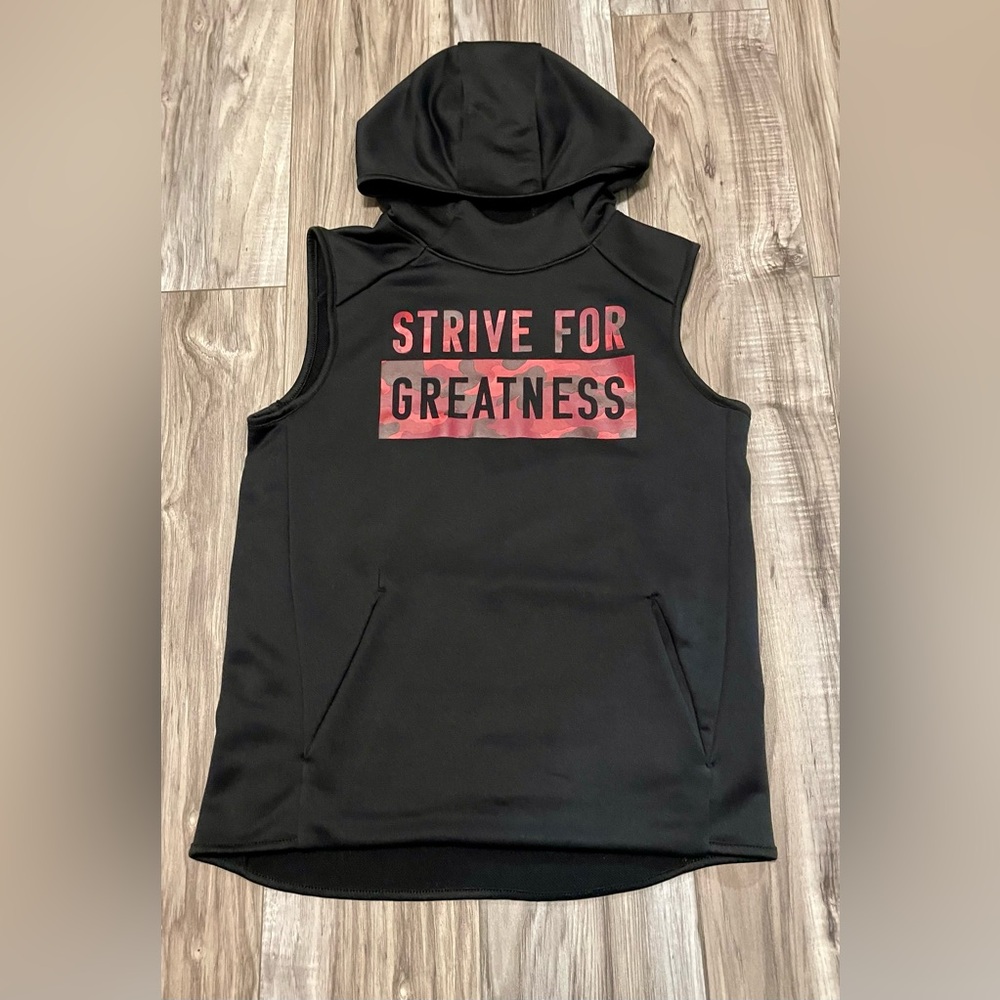 Old Navy Youth Black Sleeveless/Motivational Graphic Hoodie (10)